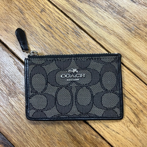 Coach Black and Tan Signature Card Holder - Picture 1 of 3